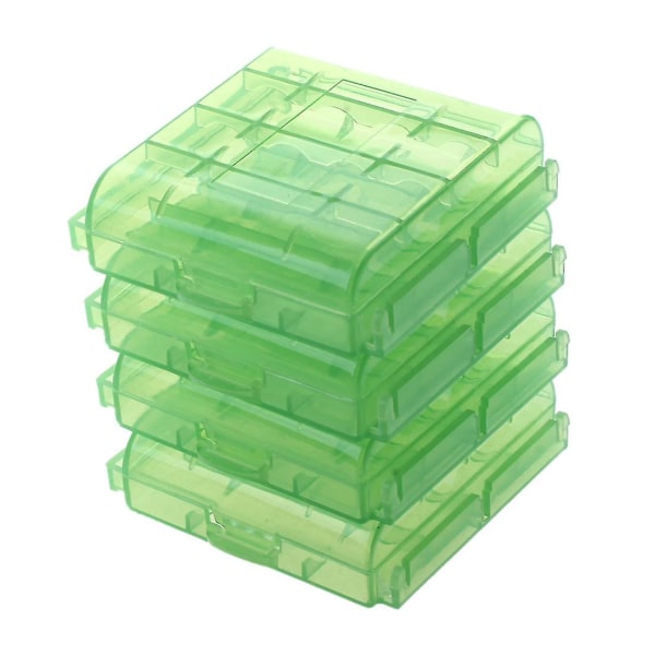 Paket med 4 st Aa / Aaa Batteriförvaring Hårt case Box-grön null none