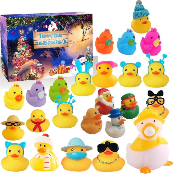 Rubber Duck Adventskalender 2023, Adventskalender 2023 Barn, Adventskalender Duck Set, Adventskalender med 15 gummiankor, advent 05(24 ducks) none