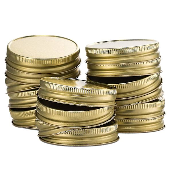 24-pack Mason Jar-lock Vanliga munläckagesäkra Secure Mason Solid Caps (guld) null none