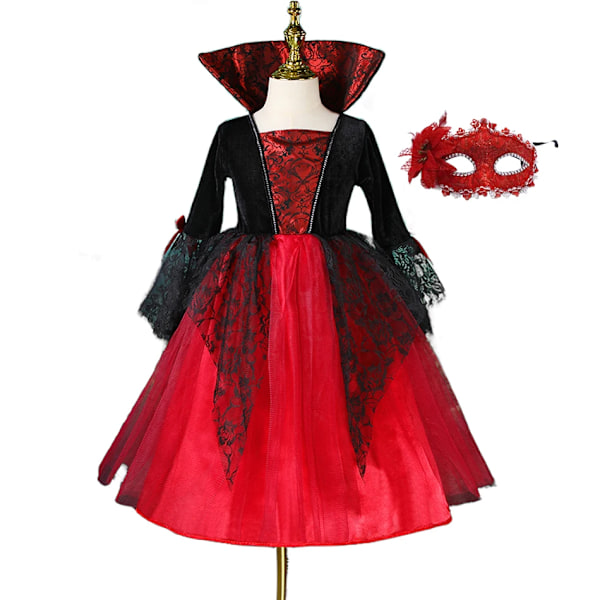 2024 Halloween Spöke Brud Flickor Lång Klänning Tulle Barn Lik Spöke Cosplay Kostym För Purim Karneval Fest Klänning Set E 6-7T