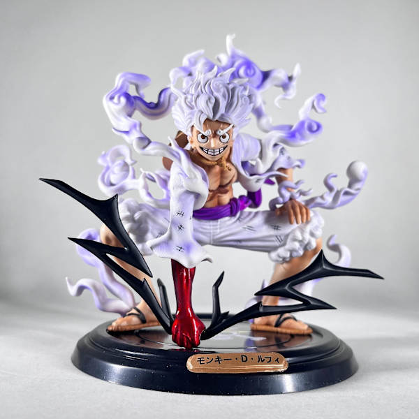 One Piece Luffy Gear 5 Anime Figur Sun God Nika 17cm Pvc Action Staty Staty Samlarobjekt Modell Dockleksaker För Barn Present C with box 20cm white