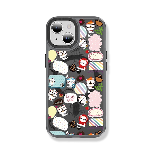 Creative Painted Pattern Frosted Magsafe Magnetic Phone Case Lämplig för Iphone och andra modeller Style R Transparent Black Ypcx0373