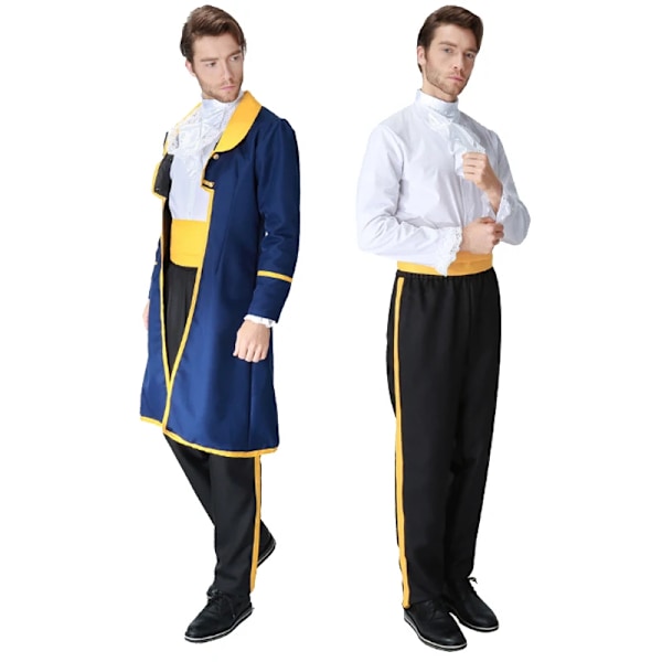 Halloween Skönhet och Odjuret Gul Prinsessklänning Prins Par Kostym Vuxen Belle Kostymer Scen Show Cosplay Fancy Party Dres L Women