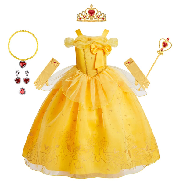 Barnklockkläder Flickor Prinsessbal Ärmlösa Klänningar Barn Prestanda Maskeraddräkt Halloween Barn Cosplay Klänningar Set DB11 Set 06 Size 130