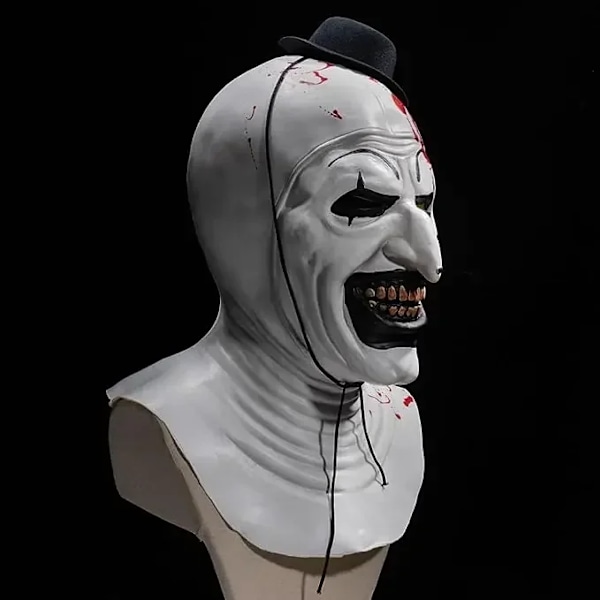 Halloween Party Mask Konst Clownsmask Läskig Cosplay Karneval Kostym Pro Terror Clownsmasker Helansikte Vuxna Maskeradmask WHITE