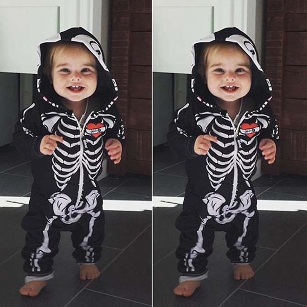 3-24 månader Baby Toddler Skeleton Romper Halloween Party Cosplay Dräkt Jumpsuit Presenter 12-18 Months
