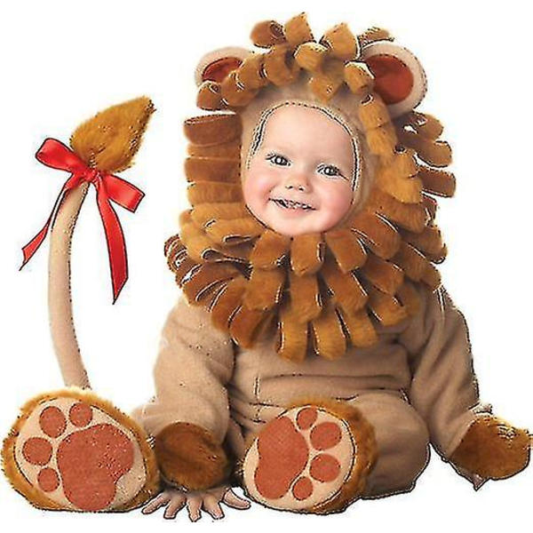 Småbarn Dinosaurie Dräkt Barn Söt Hooded Onesie Animal Cosplay Kostym Lion one pair socks