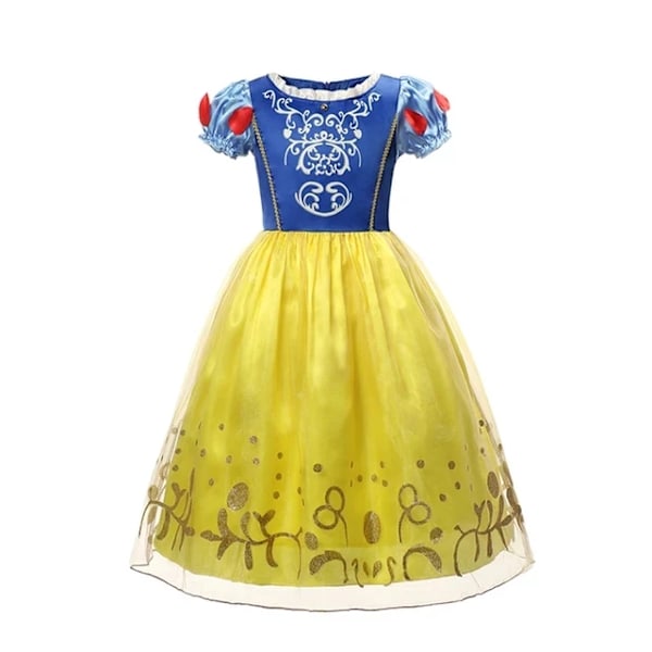 Disney Anna Elsa Klänning Barn Prinsessklänning för Flickor Barn Cosplay Peach Jul Karneval Fest Förklädnad Outfit Snow White Dress 3-4Y (110)