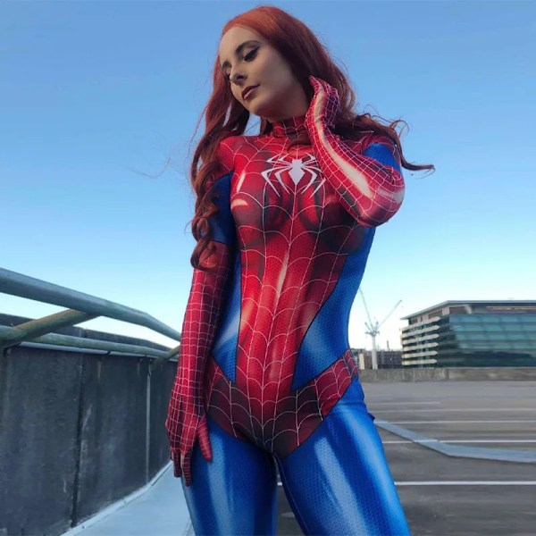 Film Marvel Spiderman Cosplay Kostym Kvinnor Superhjälte Spindel Venom Cos Jumpsuits Sexig Bodysuit Halloween Karneval Festkläder XL QMilch Costume1