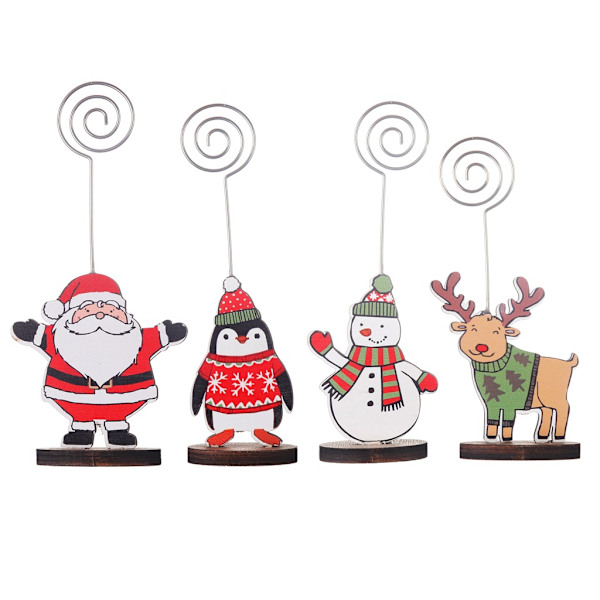 4 Stuks Leuke Kersttafel Kaart Memo Houder Stand, Foto Clips Houder Bureaustandard För Memo Papier Notitie