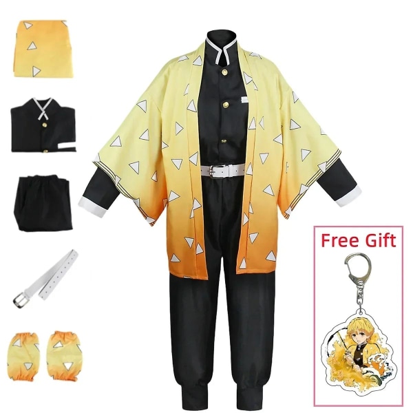 Anime Agatsuma Zenitsu Cosplay Kostym Kimono Halloween Kläder Party Uniform Peruk Kvinna Barn kostym XXL