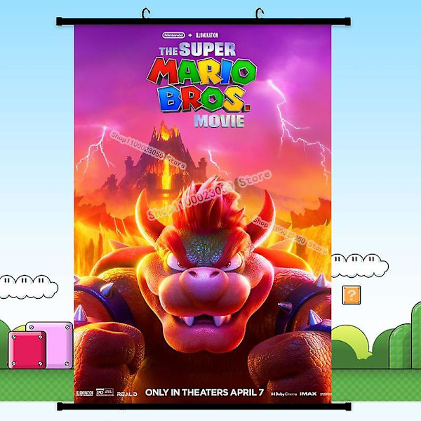 Super Mario Bros Dukmålning Tecknad bild Väggkonst Rumsdekoration Anime Estetisk affisch Vardagsrum Kontor Heminredning SIze 30X45CM Mario-G