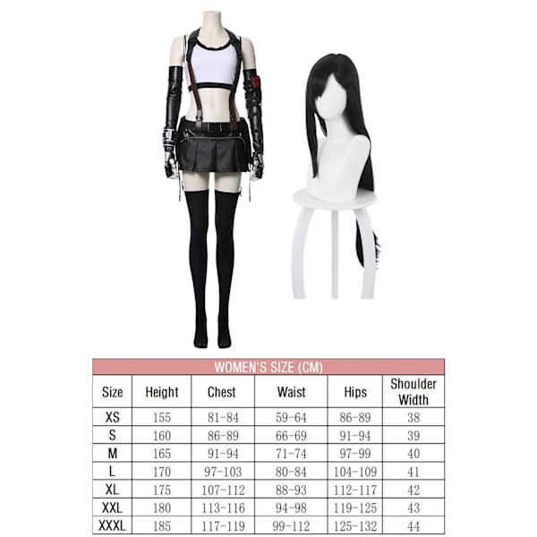 Tifa Cosplay Baddräkt Anime Game Final Cos Fantasy VII Peruk Mössa Sexig Underkläder Kvinnlig Halloween Fest Roll Fantasia Outfit XL D Clothes wig