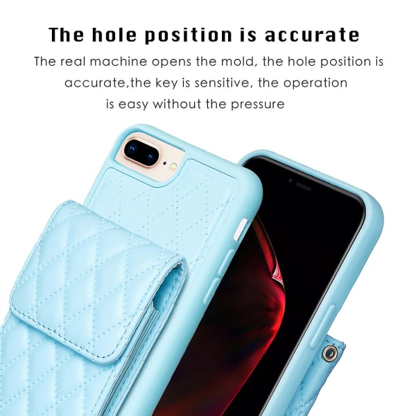 Bf22-stil för Iphone 6 Plus / 6s Plus / 7 Plus / 8 Plus Kickstand Läder+tpu- case Korthållare Cover Blue