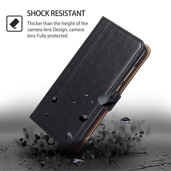 Flip Case För Xiaomi Redmi Note 12 4g Struts Texture Magnetisk Stängning Plånboksställ Cover Black