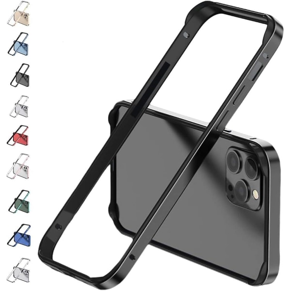Aluminiumram Metall stötfångare Case Kompatibel Iphone 15 Pro Max/15 Pro/15 Plus med upphöjd kantskydd Black iPhone 15 Plus