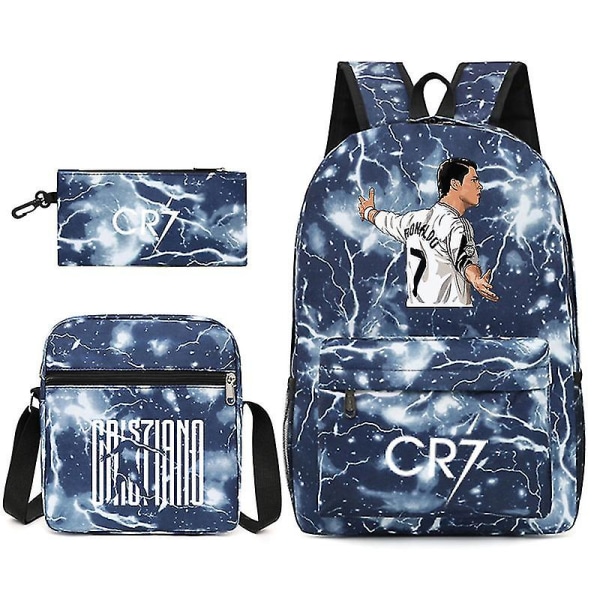 Fotbollsstjärna C Ronaldo Cr7 ryggsäck med printed runt studenten Tredelad ryggsäck. raiden iii Shoulder bag pencil case