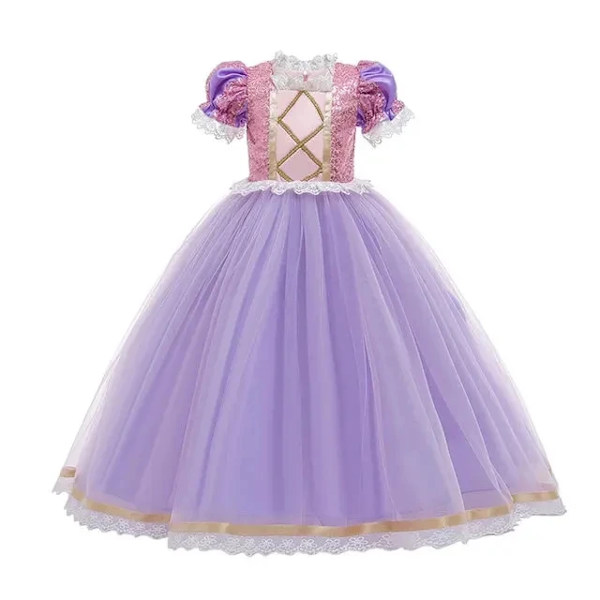 Disney Princessklänning 2024 Flickor Elsa Anna Mirabel Rapunzel Kostym Barn Födelsedagsfest Kläder Halloween Cosplay Encanto Frozen Rapunzel Dress B 4-5T (120)