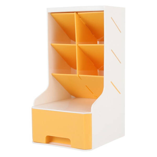 Sned case Pennhållare Case för skrivbord med lådadesign brevpapper White Yellow 23.5X14X12CM