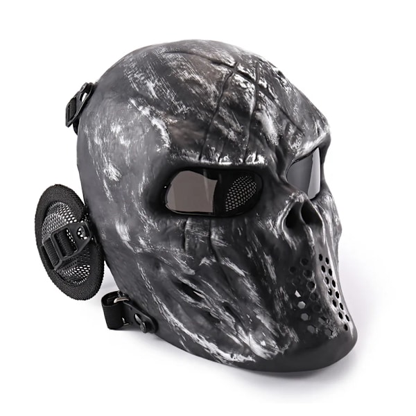 REikirc Helmask för Airsoft med Öronsskydd CS Halloween Cosplay Masker silver gray-gray