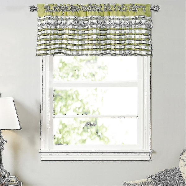 Köksgardiner Dekor Fönstergardin Lyx Cafe Valance Topper Draperier Yellow Green 130cmx41cm