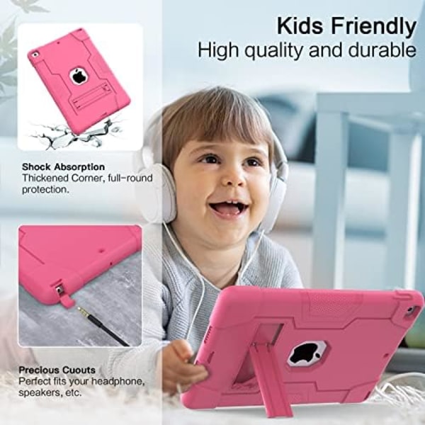 Cantis- case för ipad 9:e generationen/iPad 8:e generationen/iPad 7:e generationen, tunt, kraftigt stötsäkert, robust case med inbyggt Pink+Pink