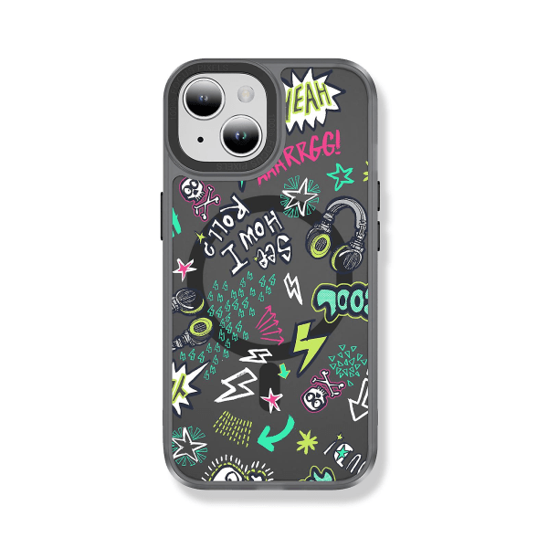 Creative Painted Pattern Matt Magsafe Magnetic Phone Case Lämplig för Iphone 15 Case och andra modeller Style I Transparent Ypcx0083