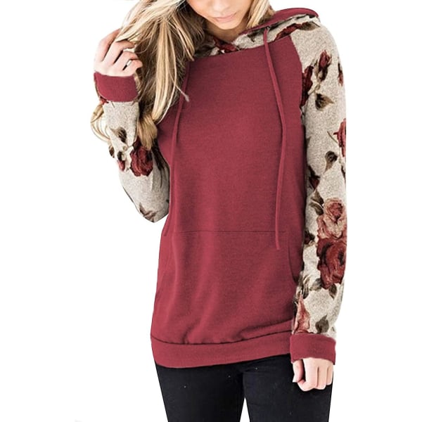 Women's Floral Hoodie Sweatshirt Long Sleeve Drawstring