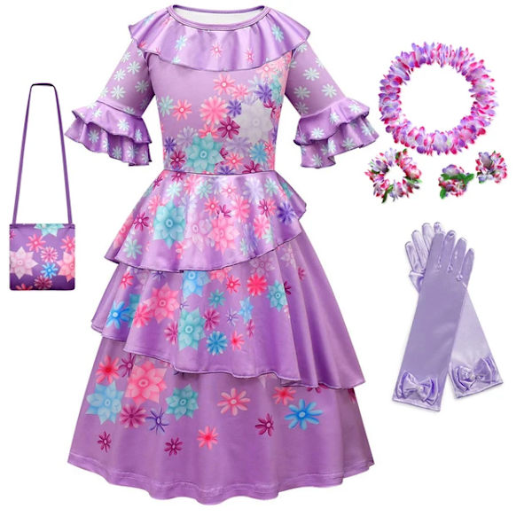 Blomster Encanto Kostym Isabella Charm Klänning Flicka Prinsessklänning Fantasy Fest Barnkläder 11 2-3T(Size 100)