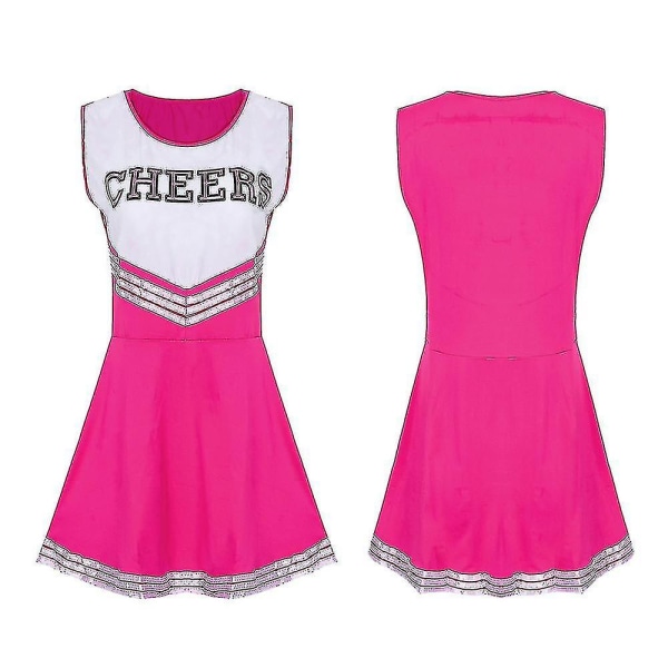 Plus Storlek Cheerleading Uniformer För Kvinnor Vuxen Cheerleader Outfit Med Pom Poms För Dress Up Party Sportspel Rose XXL