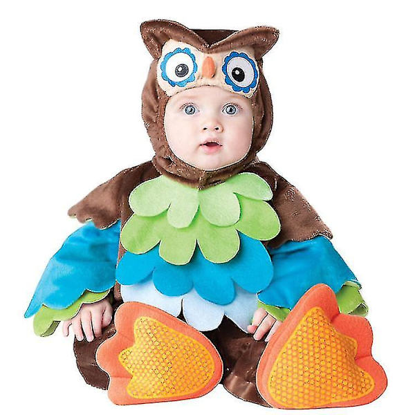 Småbarn Dinosaurie Dräkt Barn Söt Hooded Onesie Animal Cosplay Kostym Owl one pair socks