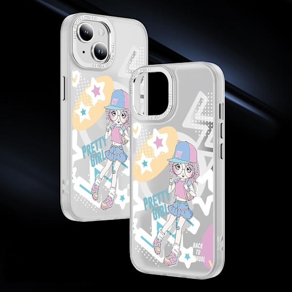 Creative Painted Pattern Frosted Magsafe Magnetic Phone Case Lämplig för Iphone och andra modeller Style Q Transparent Ypcx0363
