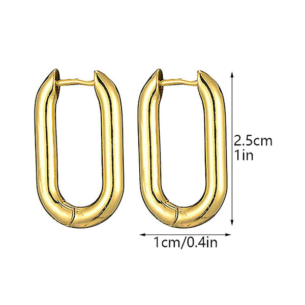 Oval Hoop Örhängen Bröllopsfest Glänsande U-formad liten för kvinnor present Lättvikt Gold none