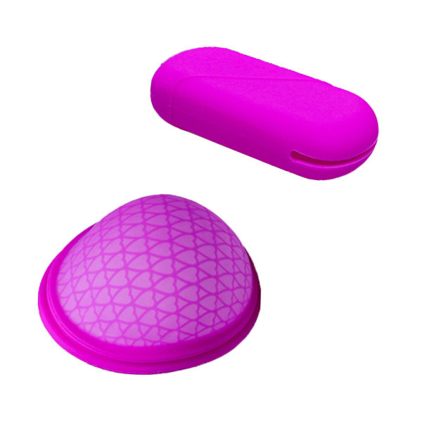 Elastisk mensskiva menstruationsskiva kvinnlig läckagesäker menskopp av silikon, 100 % ny Purple S