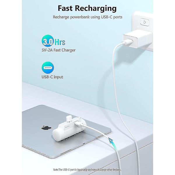 Bärbar laddare Power Bank, 4500 mah Mini Ultra Compact Bärbar Telefonladdare Power Bank kompatibel med Iphone White