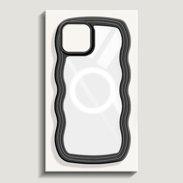 Magsafe Case Kompatibel med Iphone 15 Pro, Clear Wave Curved Design Soft Tpu + Hård Ram Stötsäkert cover för kvinnor Black For iPhone 15 Pro