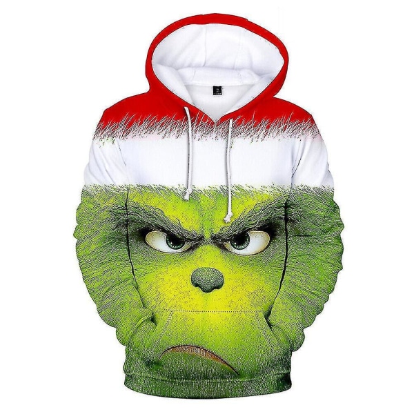 3D Grinch Män Kvinnor Casual Hood Pullover Sweatshirt Vänner Xmas Gift Pattern B 4XL