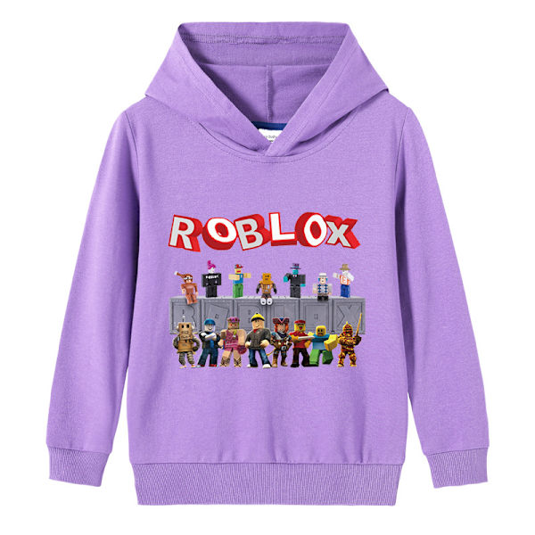Roblox barnkläder - bomull huvtröja - lila 100cm