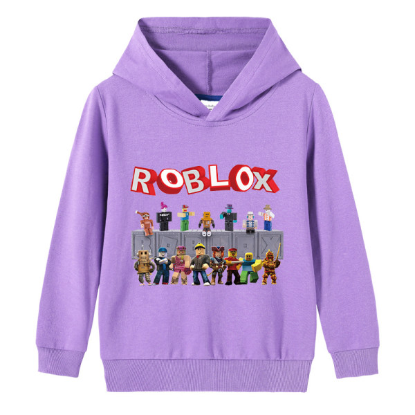 Roblox barnkläder - bomull huvtröja - lila 130cm