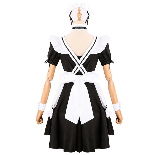 Kvinnor Cosplay Kostym Outfit Set Maid Förkläde Kläder Set M