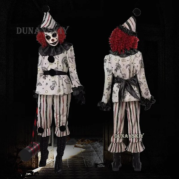 Clown Cosplay Kostym Halloween Fest Herrar Damer Cos Dräkter Outfit Uniform Barn Rollspel Fest Natt Clown XXL ADULT