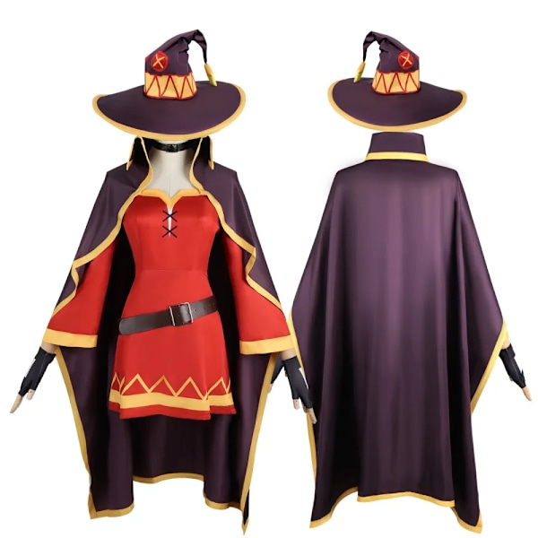 Anime Megumin Cosplay Kostym Kvinnor Trollkarl Klänning Outfits Megumin Cos Peruk Halloween Cos Kostymer S A2 Cosplay Costume