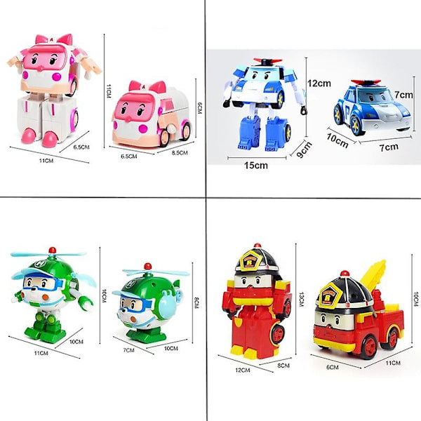 Acion Figur 6 Stilar Robocar Korea Robot Bil Transformation Leksaker Brandbil Manuell deformation Barn Pojkar Present till barn C 4 PCS