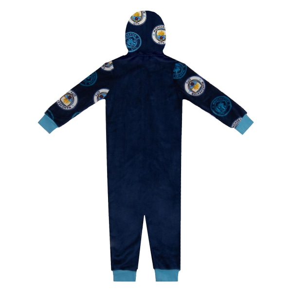 Manchester City FC Boys Pyjamas Allt-i-ett Loungewear Barn OFFICIELL gåva Navy Blue 10-11 Years