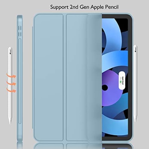 iMieet New iPad Air 5th Generation Case 2022/iPad Air 4th Generation Case 2020 10,9 tum med pennhållare [Support Touch ID och iPad 2nd P Light Blue