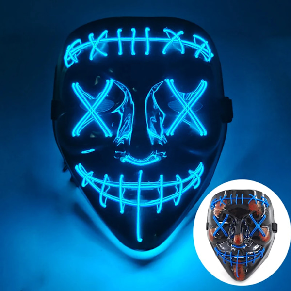 2024 Halloween Trådlös Rave Mask Dekoration Luminous LED Purge Mask Neonljus Glödande För Karneval Mörka Nätter wireless mask 29