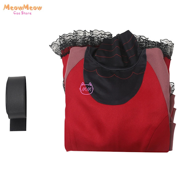 Hazbin Rosie Cosplay Röd Klänning Hotel Overlord Kläder Nagel Anime Cosplay Kostym Dräkt Kvinnor Fancy Halloween Fest Vuxen Outfit XL Dress