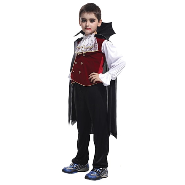 Pojkar Halloween Vampyr Cosplay Kostym för Barn Karneval Fest Klä Upp Outfit Barn Rollspel Kostymer XL(130-140cm) B-0185