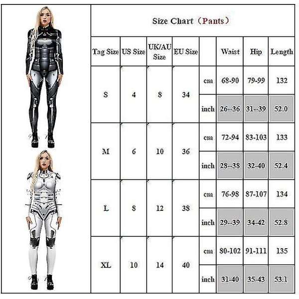 Halloween 3d Printed Cosplay Jumpsuit Karnevalsfest Cyberpunk Playsuit Fancy Dress Kostym för kvinnor Vuxen Gold XL