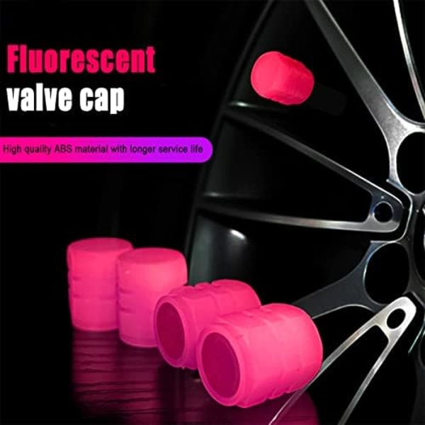 Däckventilstamlock för bil, 4st Noctilucous cover, belyst cap, biltillbehör Universal för bil Pink1